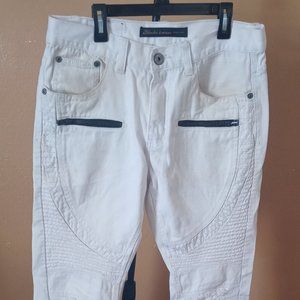 Bleecker & Mercer Premium Denim Men's Distressed Ripped Up Jeans White.